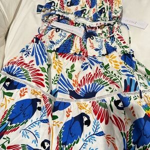 House of Harlow 1960 Costa Rican Toucan Two Piece Linen Set